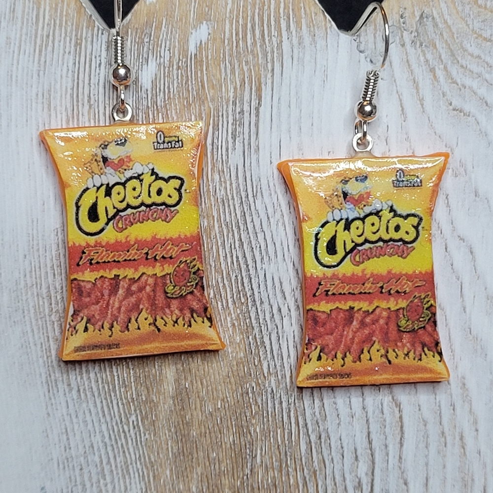 Handcrafted Cheetos Lightweight Novelty Earrings New Polymer Clay